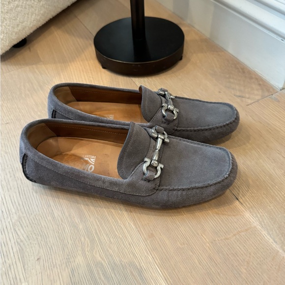 Salvatore Ferragamo Grey Suede Gancini Horsebit Loafers Size 8.5 - Picture 6 of 6